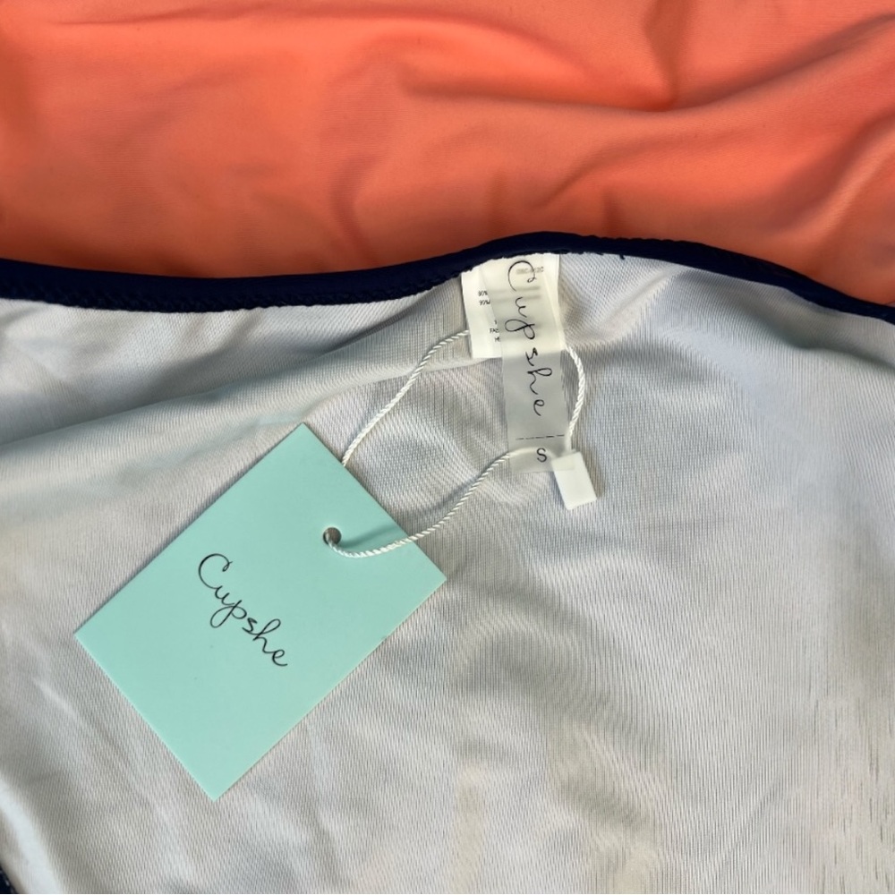 Cupshe Lucky Star Coral and Navy Blue One Piece Swimsuit Size Small - Picture 9 of 10